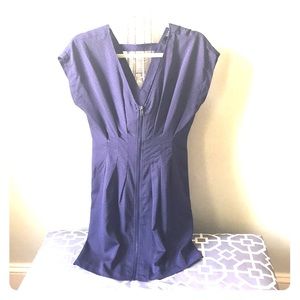 Purple polkadot fitted dress